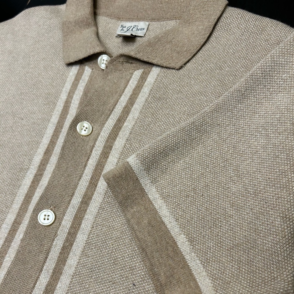 J. Crew Beige and Cream Stripe button up Shirt